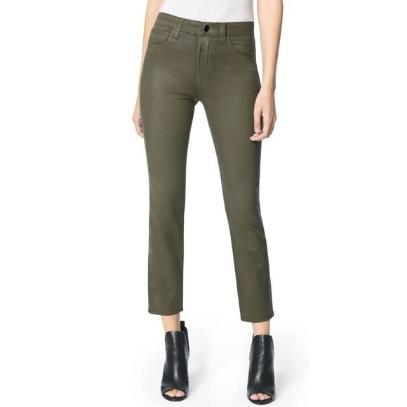 Joe's Jeans The Luna High Rise Ankle Autumn Sage Green Coated Cigarette Jeans 27 - Picture 1 of 10